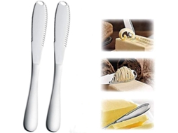 2 Piezas Paleta De Mantequilla 3 En 1 De Acero Inoxidable Con Borde Dentado, Rodillo Y Extensor