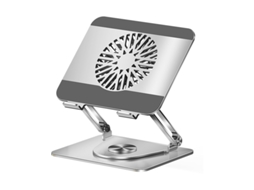 Suporte Para Portátil Com Rotação 360°, Altura Ajustável, Ventoinha De Refrigeração E Estrutura Rebatível Dupla