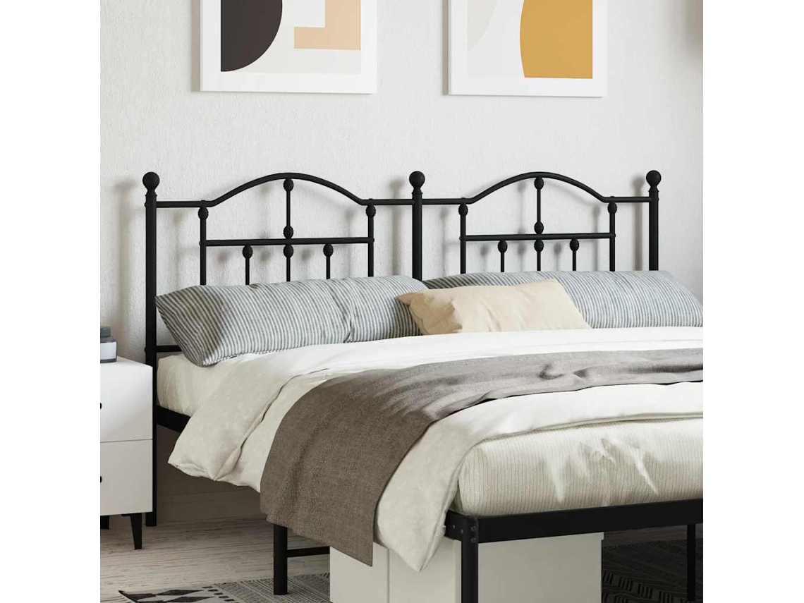 Vidaxl Cabeceira De Substituição 160 Cm Metal Preto