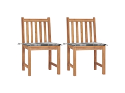 Vidaxl Cadeiras De Jardim C/ Almofadões 2 Pcs Madeira De Teca Maciça