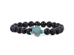 Pulseira De Contas De Tartaruga Marinha Com Turquesa Sintética, Elástica E Ajustável Para Homens E Mulheres. Nostalgia88
