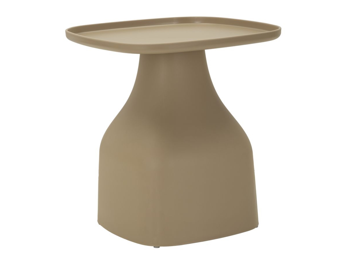 Mesa De Centro Gea Dove Grey 48x48x50 Cm - Mesa De Centro Moderna E Minimalista Em Polipropileno Resistente - Design Sinuoso Para Interiores