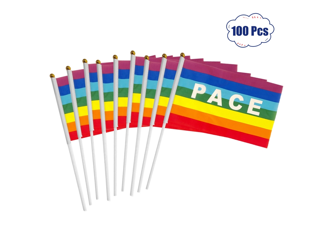 Peças Bandeira da Paz Mini Arco íris Mão Poliéster Resistente Desbotamento | S/MARCA