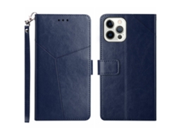 Capa Para Iphone 15 Pro Pele Sintética Azul