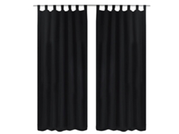 Cortinas De Cetim Com Laços, 2 Pcs, Preto 140 X 225 Cm