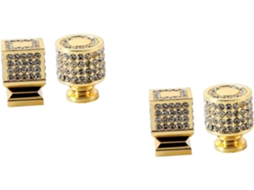 Conjunto De 4 Puxadores Delicados Em Liga De Zinco Dourada Com Formato De Diamante Para Gavetas E Portas.