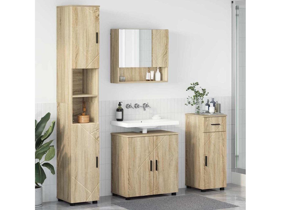 Vidaxl Conjunto De Móveis Para Banheiro 4 Unid. Carvalho Sonoma