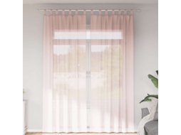 Vidaxl Cortinas De Voile Com Laços 2 Pcs Rosa-claro 140x260 Cm