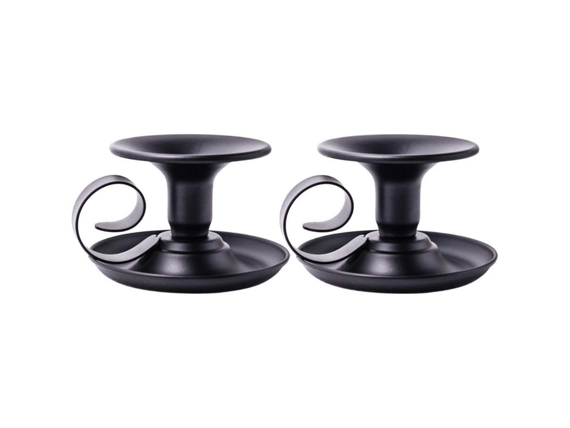 Suporte Para Velas Taper De Ferro Retrô, Conjunto De 2, Preto, Para Velas De 0,86 Polegadas, Decoração Multifuncional