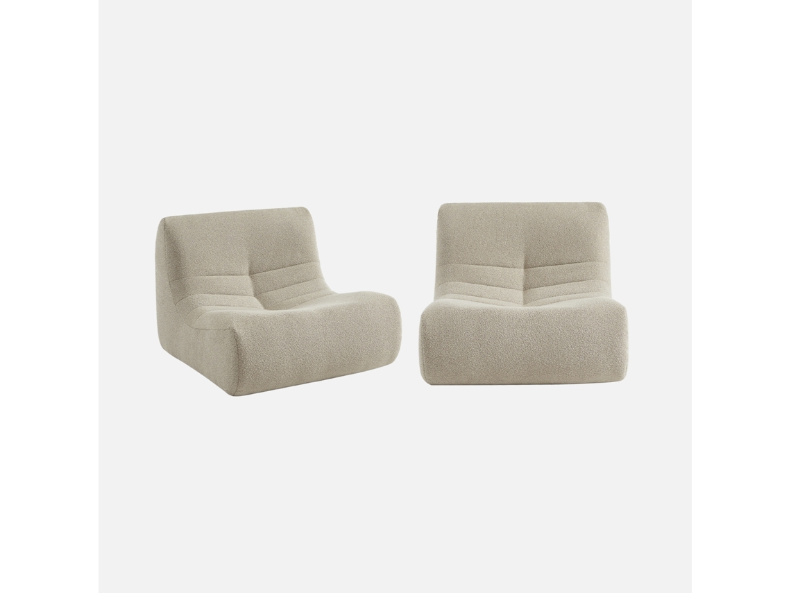 Módulos Para Sofá Modular Em Tecido Bouclé 2 Lugares, Bege