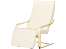 Poltrona Relaxada com apoio de pés ajustável, tecido creme, 66,5x94x100cm | S/MARCA