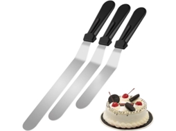 2026 set de Espátulas de Crema Inoxidable Con Mango Plástico Inclinado para Decorar Pasteles 6, 8, 10 Pulgadas Negro