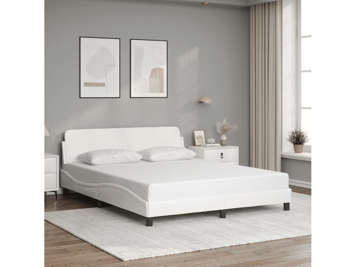 Vidaxl Estrutura De Cama Dover 160x200 Cm Couro Artificial Branco