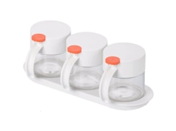 Porta-temperos de vidro, frasco para temperos, organizador de cozinha, hermético, à prova de umidade, laranja