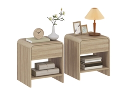 Mesas De Cabeceira Mdf Cor Madeira Natural 40x35x45 Cm Homcom