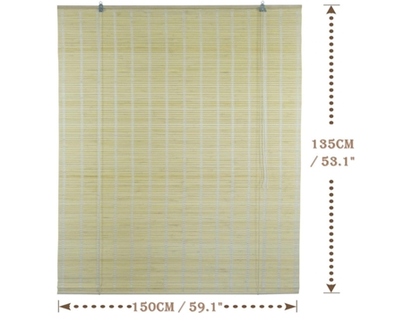 Cortina de Rolo de Bambu SOLAGUA para Janela e Porta Inclui Acessórios 150X135Cm Natural