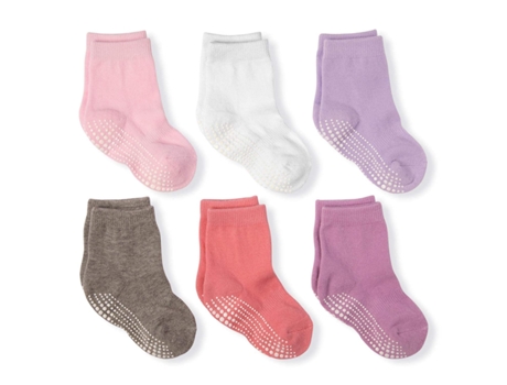 Non Slip Grip Ankle Athletic Crew Socks La Active Boys And Girls ,for Babies Toddlers And Kids, Multicor, 6 Pares, 3 6 Meses