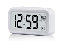2026-reloj Despertador Digital Inalámbrico Com Luz Noturna Inteligente, Temperatura, Data E Display Lcd Branco