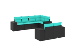 Conjunto de Sofá de Jardim, 7 Peças, Almofadas, Rattan Preto MAISON EXCLUSIVE