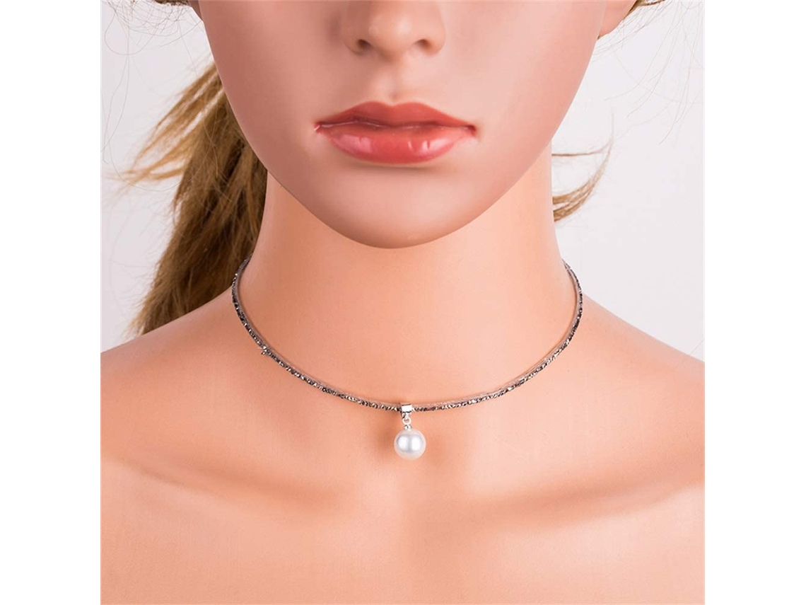 Colar Pérola Falsa Moda Nova Simples Bonito