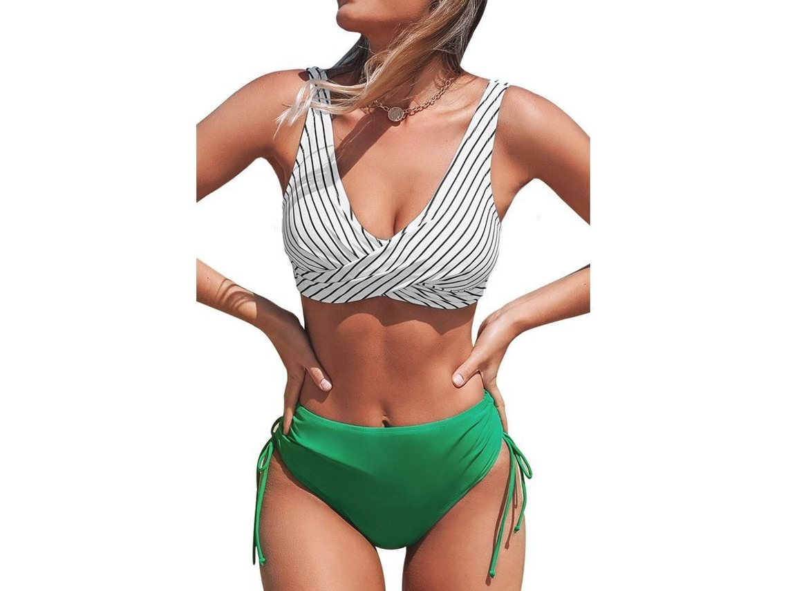 Traje De Bikini Para Mulher Two Piece Com Twist Front E Laços Laterais Tamanho L
