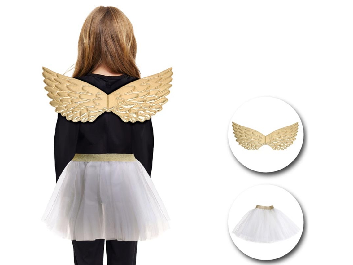 Kit Anjo Dourado Infantil Tutu e Asas