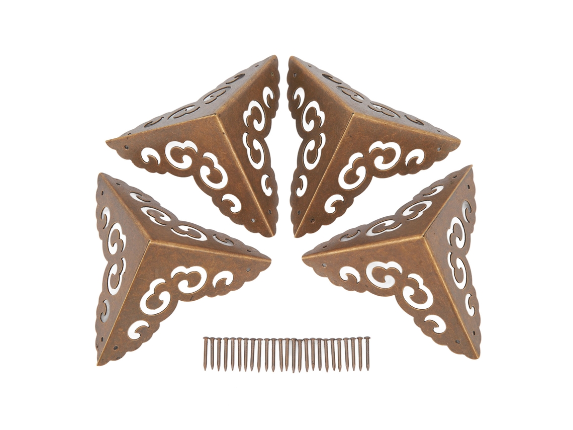 Protetores de borda de latão para movimentação (conjunto de 4 peças, estilo chinês antigo, acessórios decorativos em latão puro)