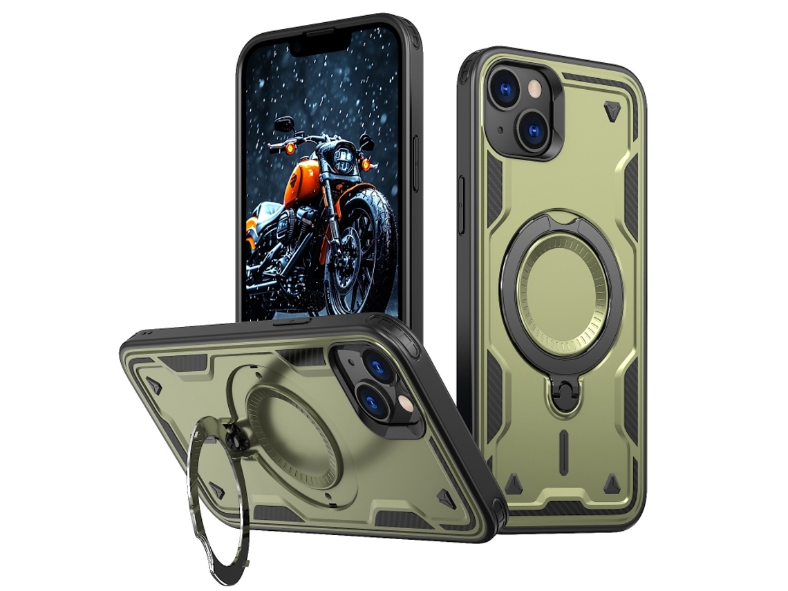 Capa Armor Híbrida Pc Tpu Para Iphone 14 Plus - Suporte De Anel Magsafe