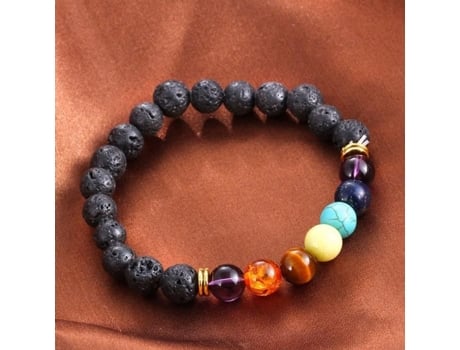 Bracelete Estimetown Chakra Pedra Natural De Lava 7,8 Cm Genderless