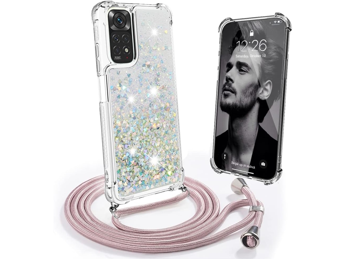 Correia Colar Líquido Nota Bling Alça para Xiaomi Redmi Note 11/Note 11S HONGWE. Rosa