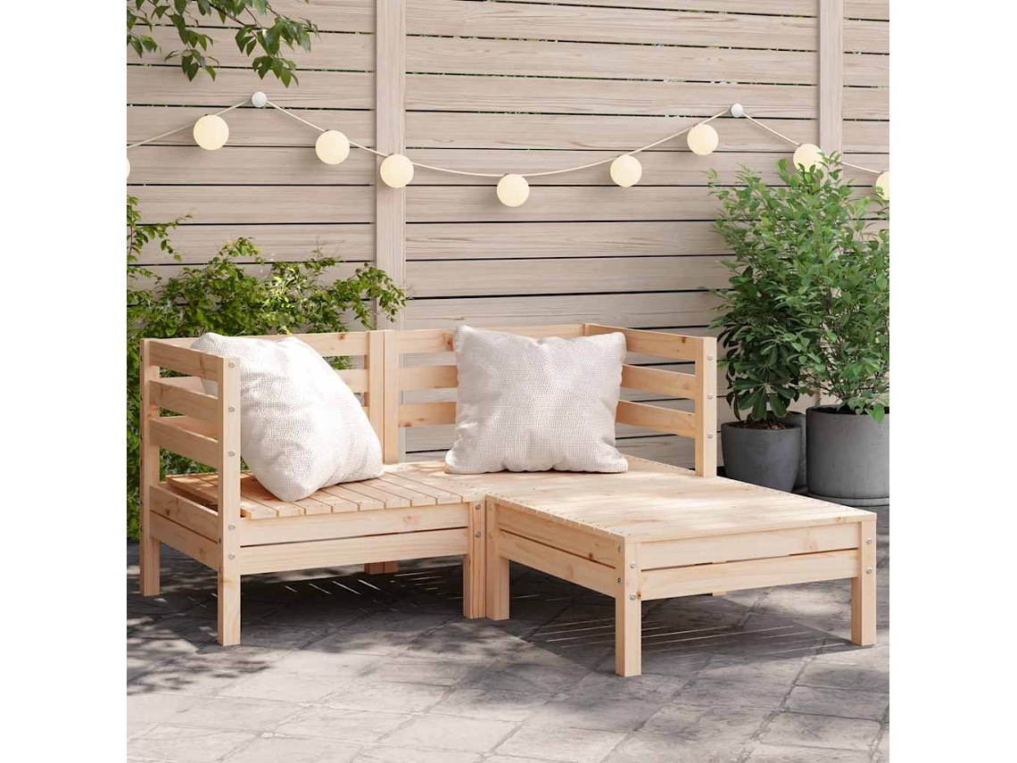 Vidaxl Sofá De 2 Lugares Para Jardim Com Apoio De Pés Pinho Maciço