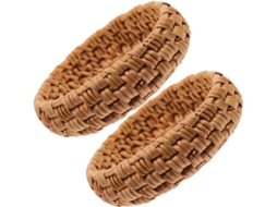 Conjunto De 2 Pulseiras De Rattan Trançado Feitas À Mão, Estilo Étnico Retrô, Leves E Ideais Para Mulheres.
