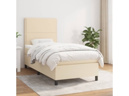 Vidaxl Cama Com Molas/colchão 90x190 Cm Tecido Cor Creme