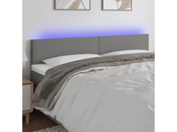 Vidaxl Cabeceira De Cama C/luzes Led Tecido 180x5x78/88cm Cinza-escuro
