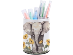 Porta Canetas De Couro Computador, Organizador Feminino Com Elefante E Girassol, Porta Pincéis De Maquiagem