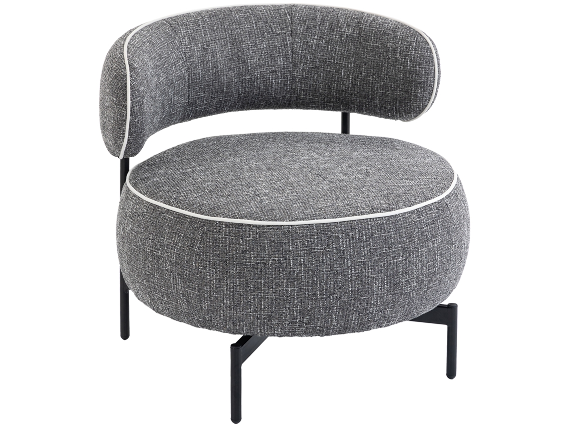 Poltrona De Sala, Assento Rotativo, Linho, Assento Espesso, Pés Metálicos, Cinzento Escuro, Confortável E Prática.