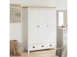 Vidaxl Roupeiro 3 Portas Hill 127x50x170 Cm Pinho Maciço Branco