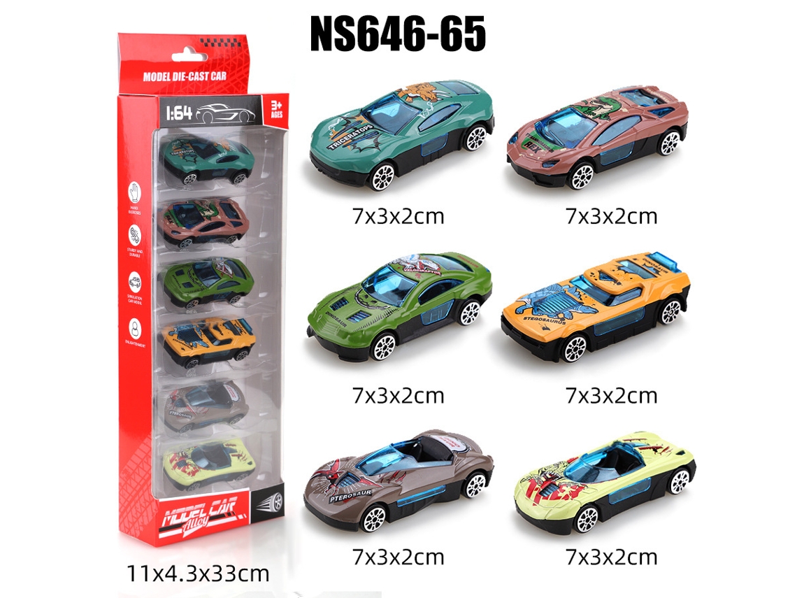 Miniaturas de Carros Deslizantes em Escala 1/64, Brinquedos Infantis MDUG (6 Carros)