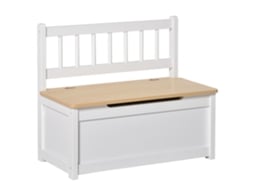Baú de Brinquedos para Crianças Mdf, Madeira de Pinho Cor Branco 60x30x50cm Homcom