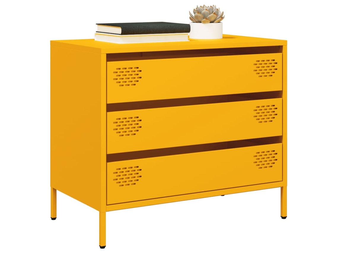 Aparador 68x39x58,5 cm Acero Laminado en Frío Amarillo Mostaza