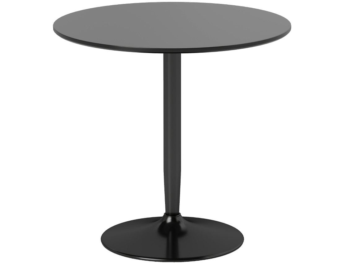 Mesa de jantar para 2 pessoas, redonda, Ø80cm, em MDF e aço, antiderrapante, grossa, com 75cm de altura.