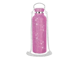 Garrafa De Água De Aço Inoxidável Com Diamantes Garrafa De Água Portátil Com Glitter E Strass Garrafa Térmica Transversal Brilhante 600ml C Brilvibera