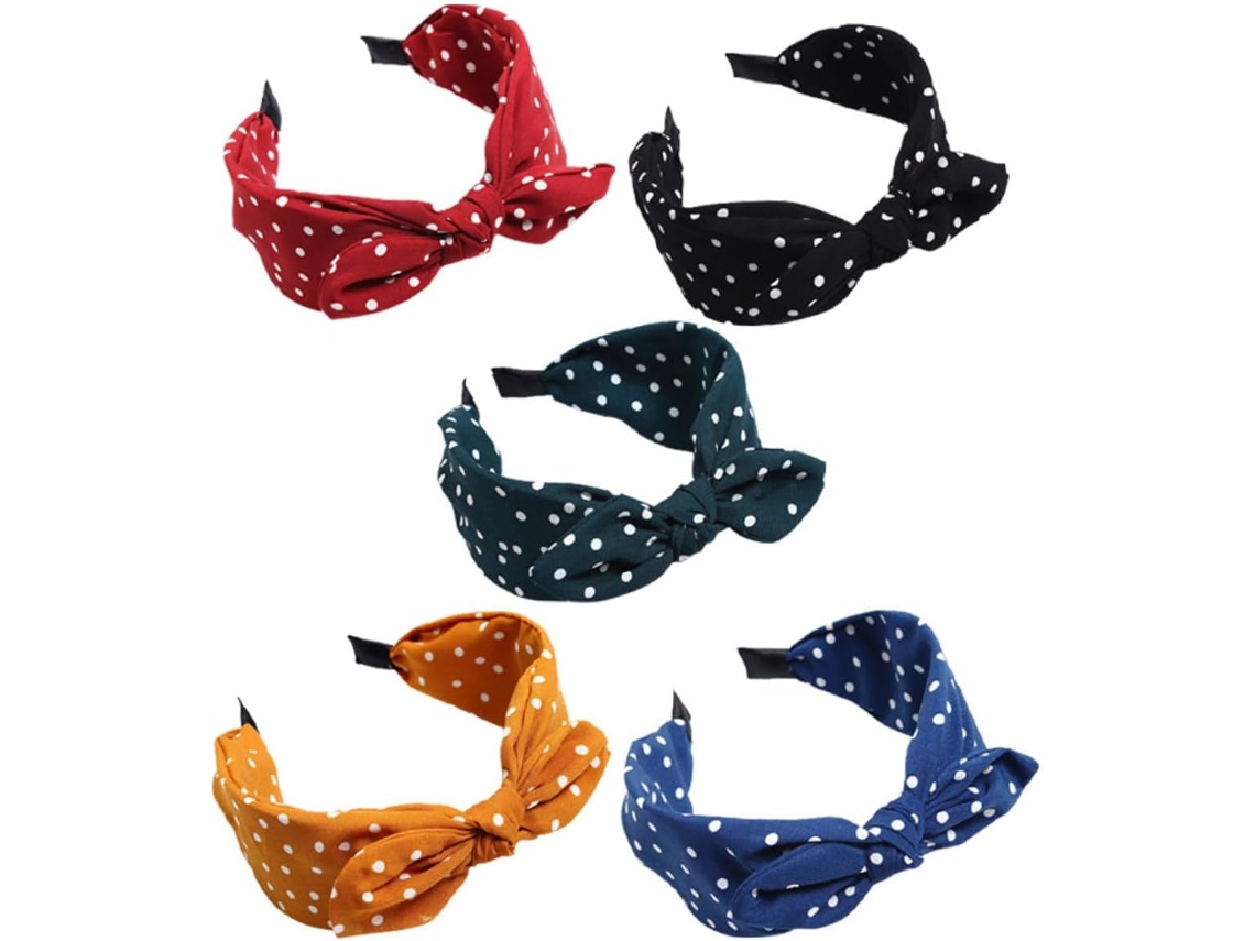 Conjunto De 5 Tiaras Com Orelhas De Coelho E Estampa De Bolinhas, Em Tecido, Para Mulheres E Meninas.