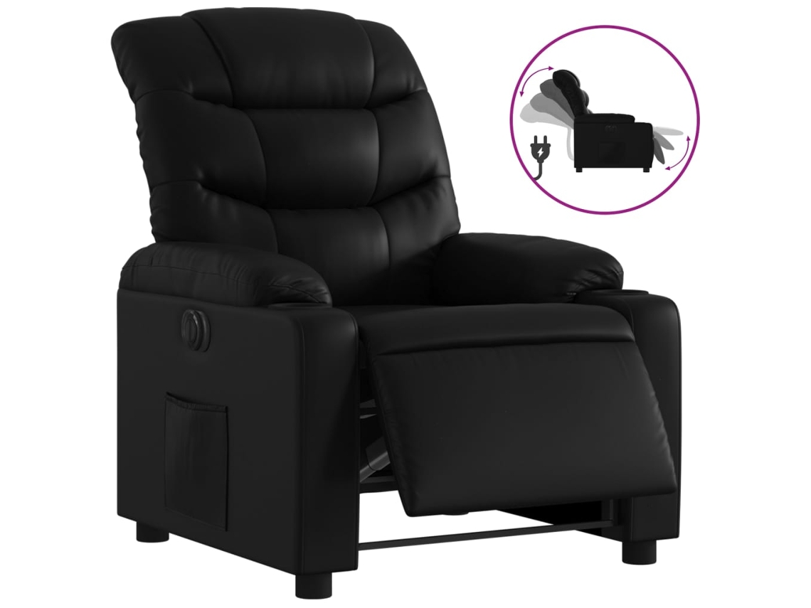 Electric Recliner Chair, Electric Recliner Chairs Vidaxl Preto Couro Artificial