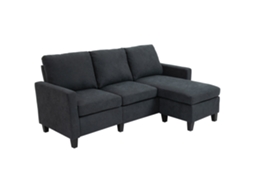 Sofá De Canto Cinza Escuro 197x139x91 Cm, Conjunto Com Poltrona Reversível