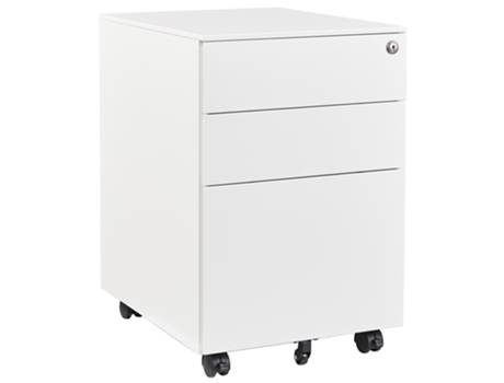 Unidade de Gaveta com Fechadura-Armário de Secretária 39X60 Cm 3 Gavetas Branco EUROSEATS