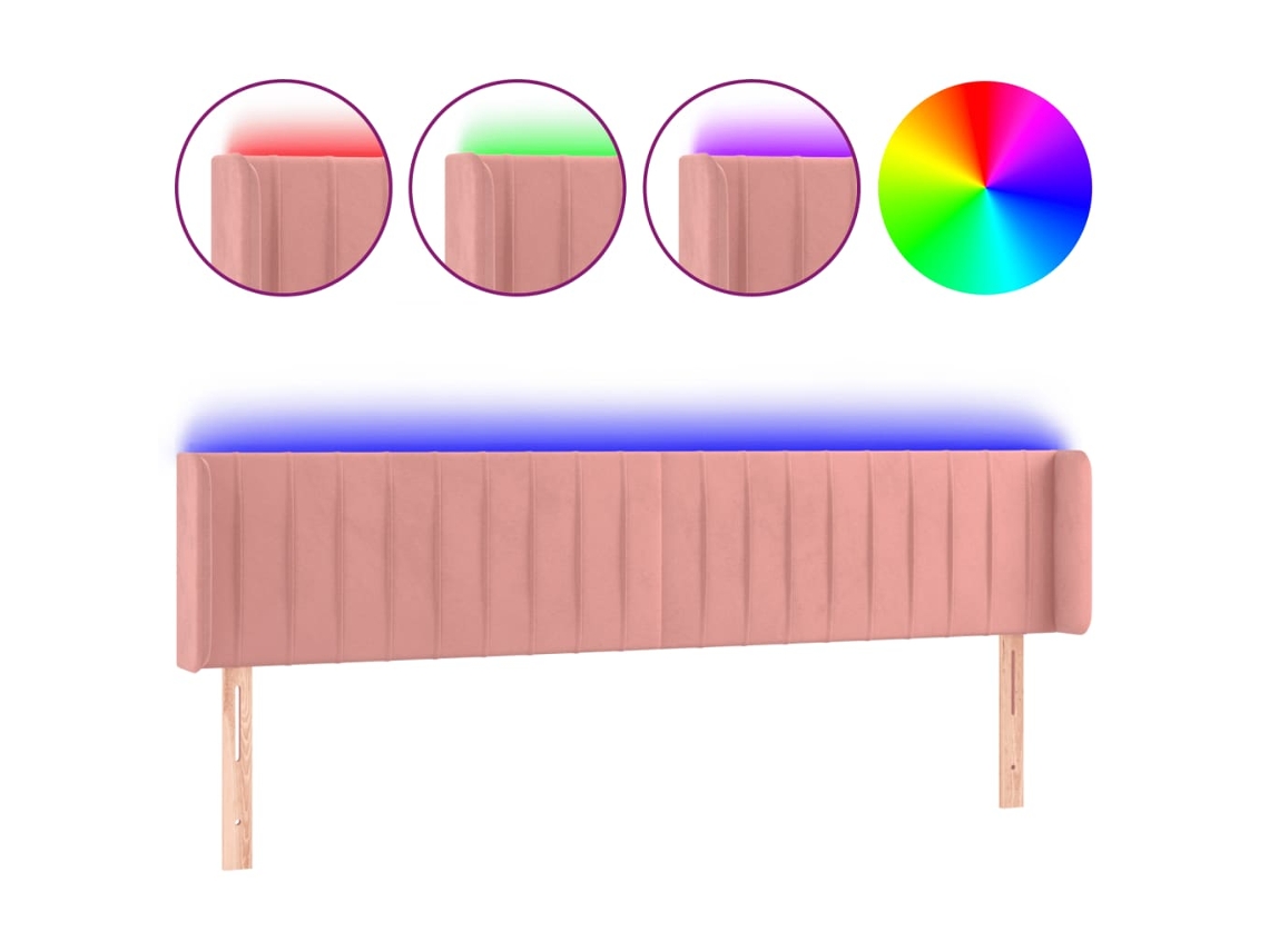 Led Headboard, Led Headboards Vidaxl Cor-de-rosa Veludo (163 X 16 X 78/88 Cm)