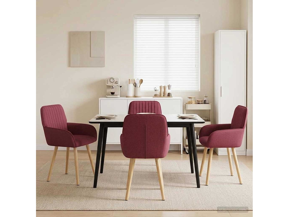Vidaxl Cadeiras De Jantar 4 Unid. Tecido Vinho Vermelho