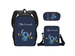 Conjunto De Três Mochilas De Costura Para Alunos De 16 Polegadas E Duas Peças.