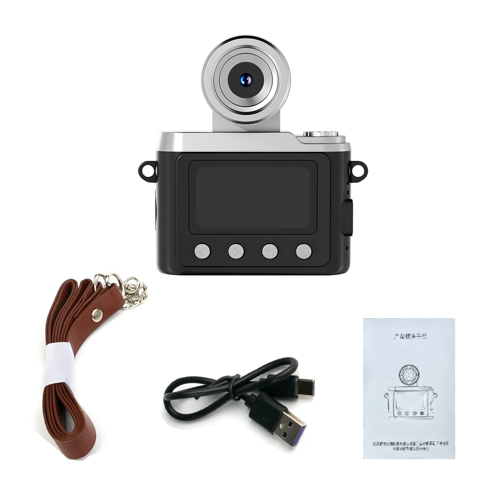 Mini Câmera com Tela, 1080p, Rotação de 180°, Portátil, com Flash. MDUG (preta 32g)
